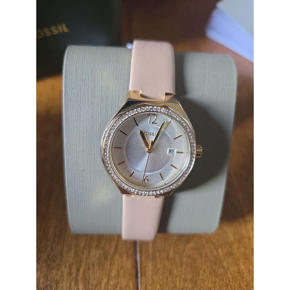 FOSSIL MINI EEVIE GOLD PINK LEATHER BQ3804 WOMEN'S WATCH